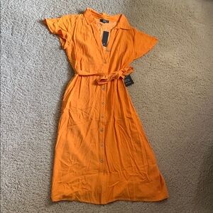 NWT Lulus Orange Button Down Dress